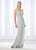 Cameron Blake - 118674 Lace Cap Sleeve Side Draped Evening Gown In Green