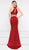Colors Dress - 2030 Crossed Halter Velvet Trumpet Dress in Red