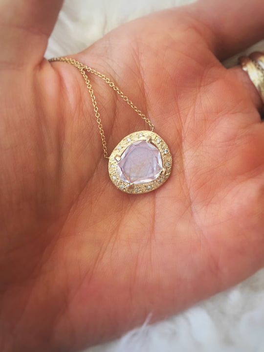 Flat Faceted Moonstone Mirror Necklace
