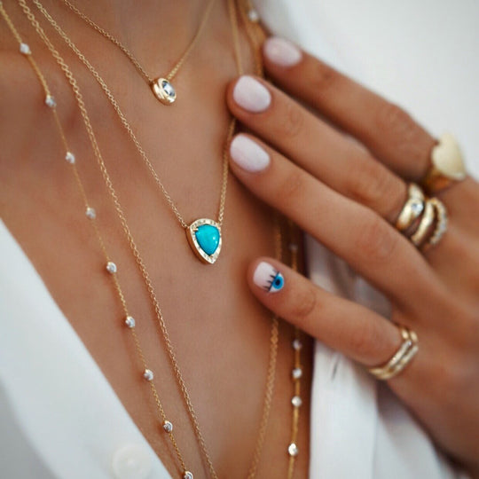 Wilderness Trillion Turquoise Necklace with Diamonds