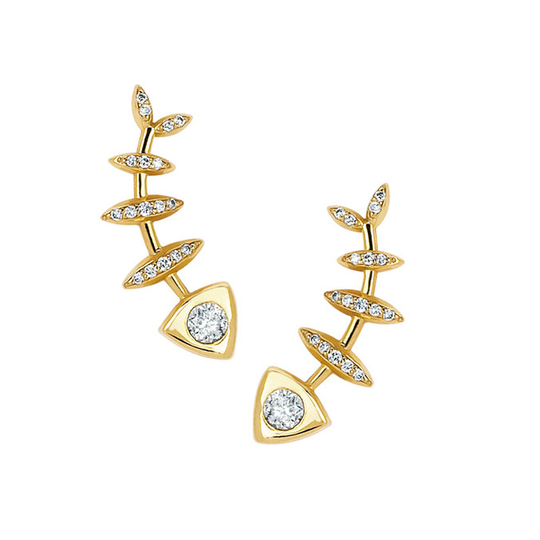 Full Diamond Fishbone Ear Cuff Pair