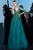 Jovani - 62800 Three Quarter Sleeves Embellished Tulle Evening Gown In Green