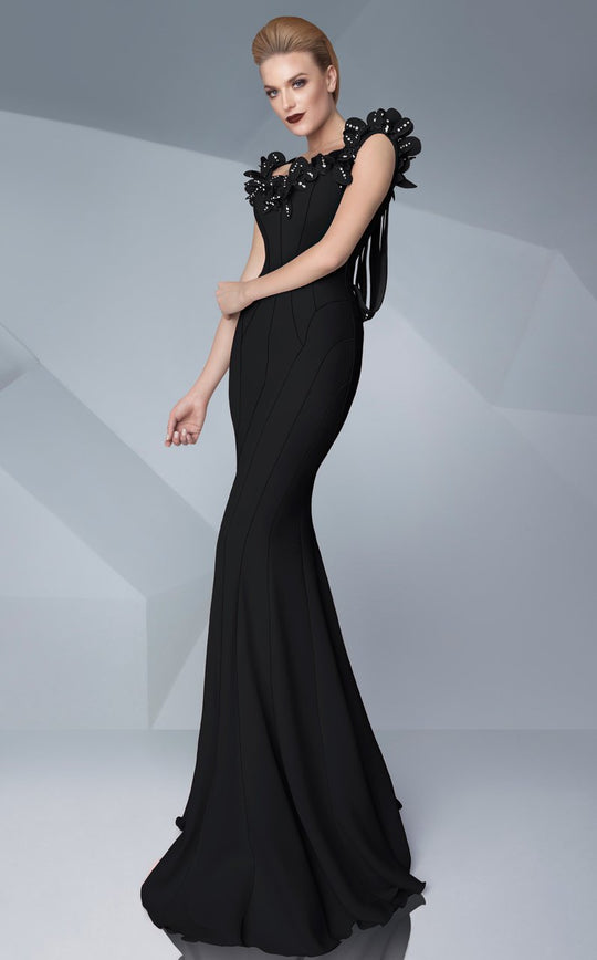 MNM Couture - Detailed Sweetheart Mermaid Dress G0548 in Black