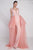 MNM Couture - Floral Plunging Cap Sleeves Long Gown G0596 in Pink