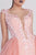 MNM Couture - Floral Plunging Cap Sleeves Long Gown G0596 in Pink