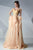 MNM Couture - G0656 Cap Sleeve Origami A-line Evening Gown in Yellow
