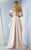 MNM COUTURE - G0844 Off-Shoulder Corset Boned High Low Gown In Pink