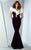 MNM COUTURE - G0846 Draping Ruffled Short Sleeve Mermaid Gown In Black and White