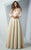 MNM Couture - G0851 Floral Applique Bateau Neck Ballgown In Pink and Green