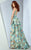 MNM COUTURE - G0860 Floral V Neck Peplum Evening Gown In Blue