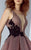 MNM COUTURE - G0871 Peplum Illusion Scoop A-line Dress In Black and Pink
