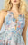 MNM Couture - G0875 Floral Plunging V-Neck Lace A-Line Dress In Blue