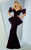 MNM COUTURE - G0877 Sequined Off-Shoulder Peplum Mermaid Gown In Black