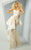 MNM Couture - G0882 Strapless Rosette Applique Peplum Long Gown In White