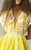 MNM Couture - G0884 Embroidered Deep V-neck A-line Gown In Yellow