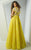 MNM Couture - G0884 Embroidered Deep V-neck A-line Gown In Yellow