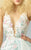 MNM Couture - G0885 Plunging Appliqued Cascading Peplum Gown In Green