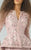 MNM Couture - G0886 Long Sleeve Plunging V-Neck Split Peplum Lace Gown In Pink