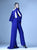MNM Couture - G0910 Long  Sleeve Pantsuit with Back Train in Blue