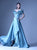 MNM Couture - G0962 Pleated Off-Shoulder A-Line Evening Gown in Blue