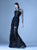 MNM Couture - G0970 Applique Illusion Bateau Trumpet Dress in Black