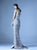 MNM Couture - G0971 Fringe Fan Bustline Trumpet Dress in Gray