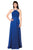 Glow by Colors - G183 Gem Beaded Halter Chiffon Evening Dress In Blue