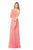 Glow by Colors - G183 Gem Beaded Halter Chiffon Evening Dress In Pink and Orange