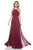 Glow by Colors - G183 Gem Beaded Halter Chiffon Evening Dress In Red