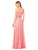 Glow by Colors - G183 Gem Beaded Halter Chiffon Evening Dress In Pink and Orange