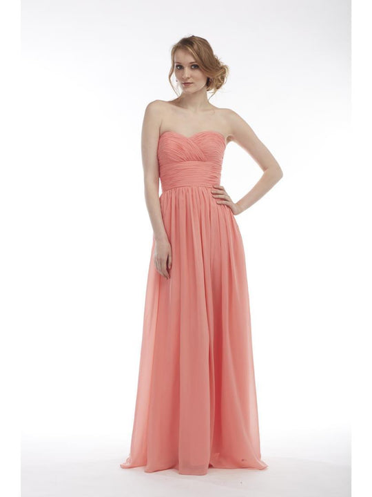 Glow by Colors - G214 Ruched Sweetheart Chiffon A-line Dress  in Pink