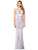 Glow by Colors - G218 Jeweled Inset Ruched Gown In Silver