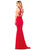 Glow by Colors - G237 Jeweled Applique Illusion Gown In Red and Neutral