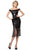 Jovani - 63636 Sequined Off-Shoulder Fringe Sheath Dress In Black