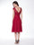Glow by Colors - G318S Tea-Length Illusion Lace Dress In Red