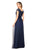 Glow by Colors - G322 Ornate Floral Lace Cap Sleeve Gown In Blue