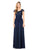 Glow by Colors - G322 Ornate Floral Lace Cap Sleeve Gown In Blue