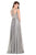 Glow by Colors - G330 Bejeweled Bateau Cap sleeve Evening Dress in Gray