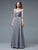G330SL Sequined Illusion Bateau A Line Gown In Gray