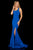 Sherri Hill - 52962 Scoop Neck Scuba Mermaid Dress With Train In Blue