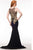 Glow by Colors - G442 Embellished Illusion Bateau Trumpet Dress in Black and Gold
