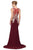 Glow by Colors - G442 Embellished Illusion Bateau Trumpet Dress in Red