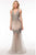 Glow by Colors - G472 V-Neck Bejeweled Mermaid Evening Gown in Gray