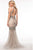 Glow by Colors - G472 V-Neck Bejeweled Mermaid Evening Gown in Gray