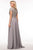 Glow by Colors - G620 Ruched Beaded Evening Dress in Gray