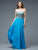 Glow by Colors - G634 Embellished Straight Neck A-line Dress in Blue and Gold