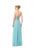 Glow by Colors - G634 Embellished Straight Neck A-line Dress in Green and Gold