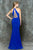 Glow by Colors - G650 Sleeveless Halter Long Dress with Slit in Blue