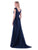 Glow by Colors - G652 V-Neck Cotele A-line Dress in Red