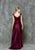 Glow by Colors - G652 V-Neck Cotele A-line Dress in Red